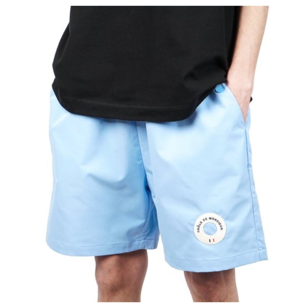 DROLE DE MONSIEUR Logo Patch Shorts in Blue